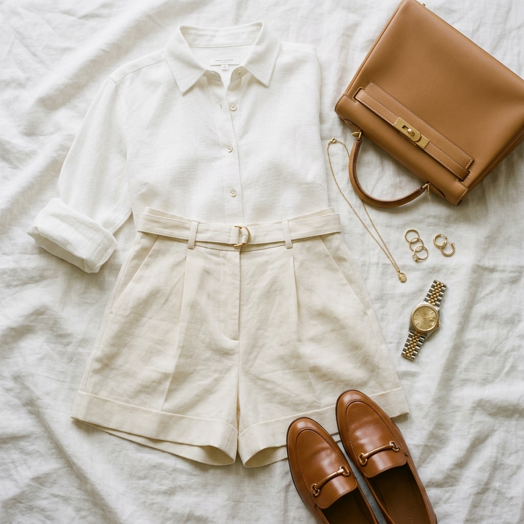 Minimalist beige suit